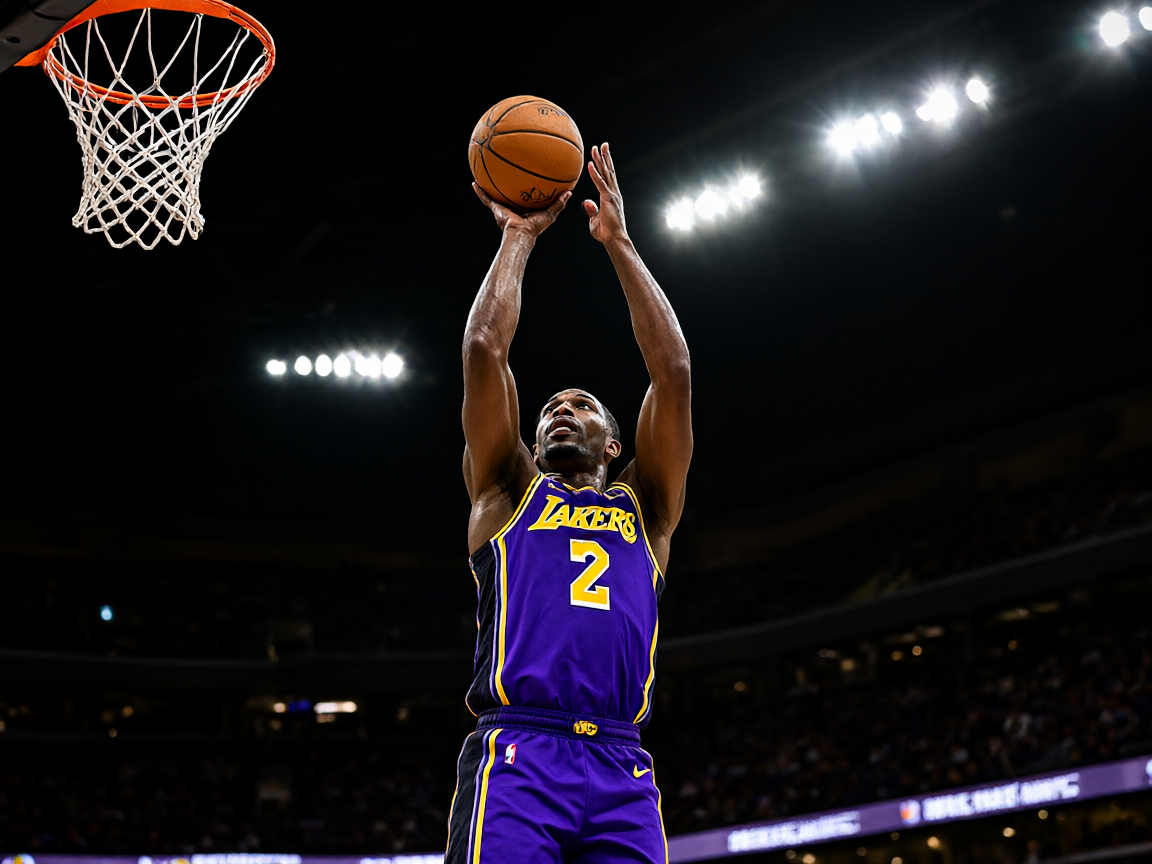 NBA比赛中球员三分投篮瞬间